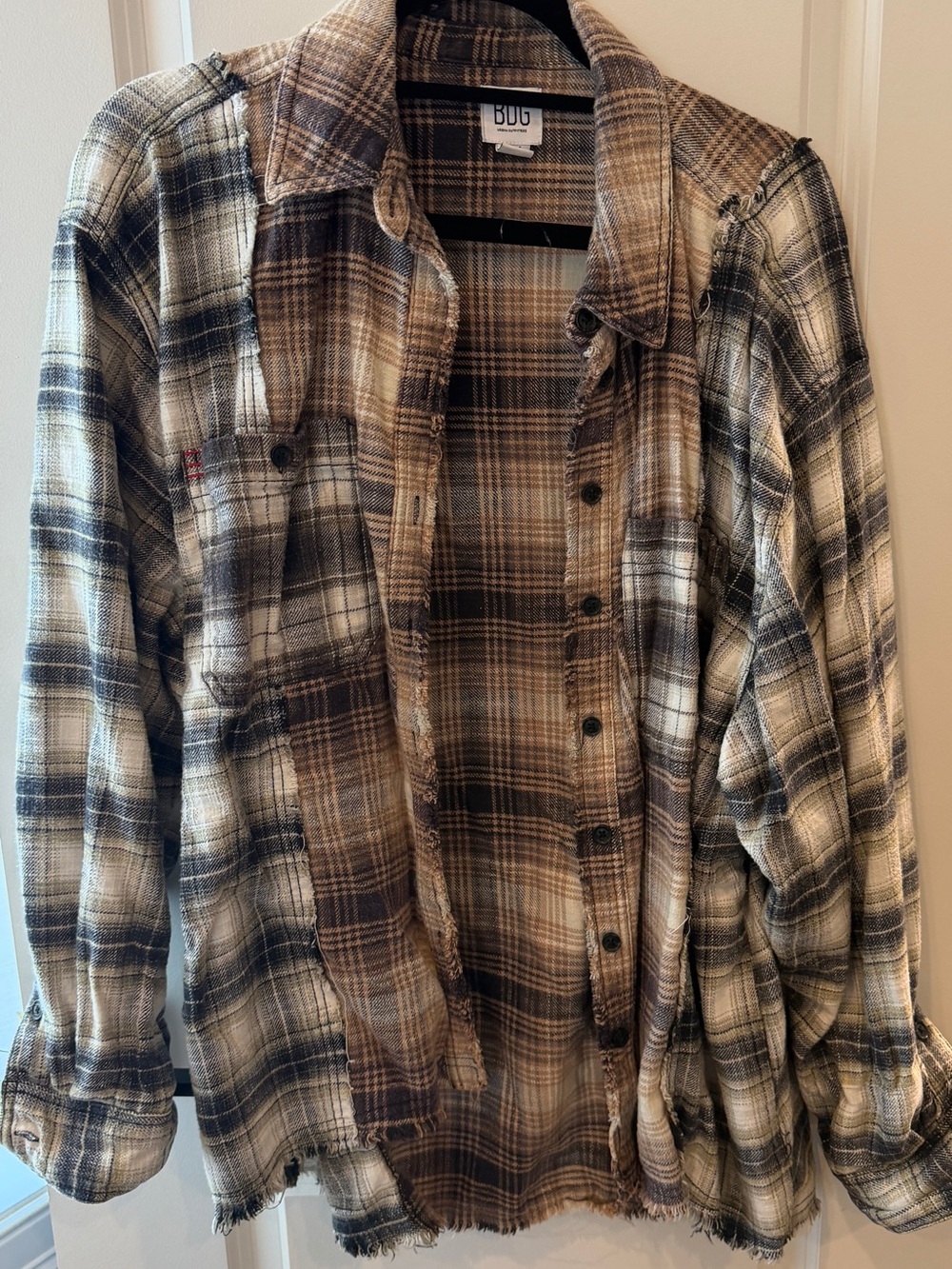 BDG Urban Outfitters Distressed Plaid Flannel Shirt